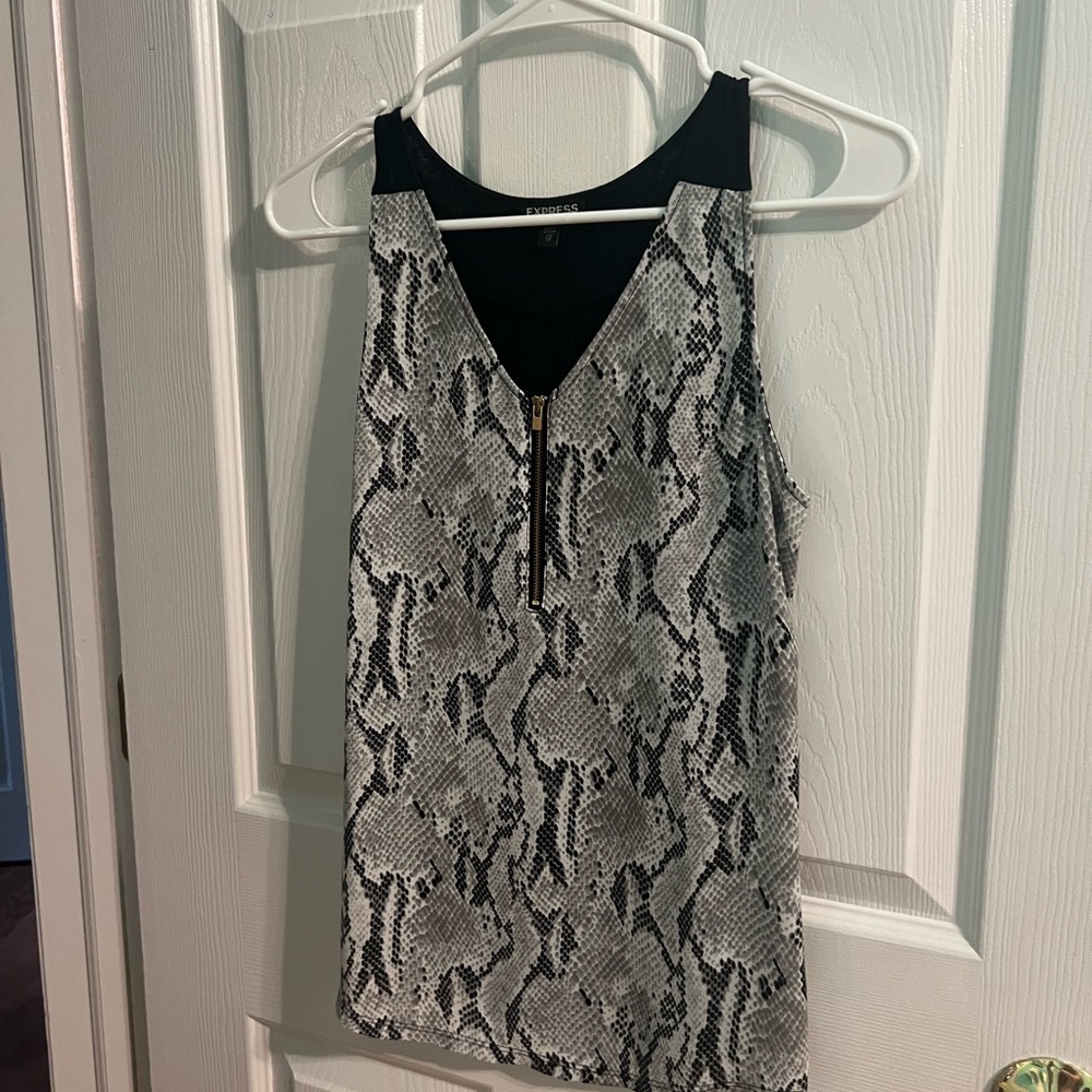 Snake Print Sleeveless Top with Zipper